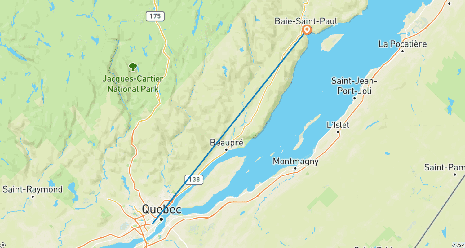 Mapa trasy: Przejście Charlevoix Pieszo