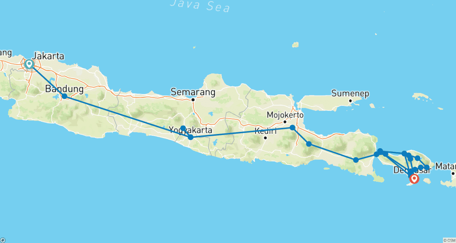 Mapa trasy: Java i Bali Explorer
