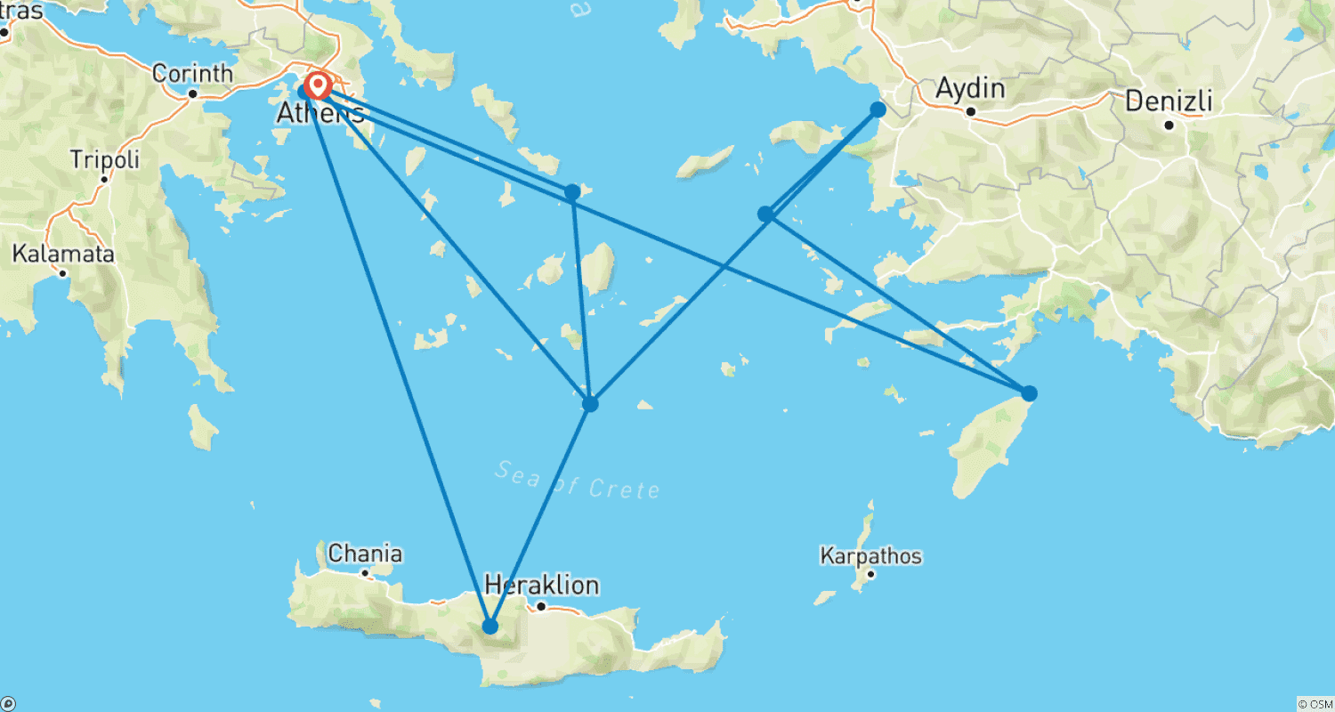 Mapa do percurso de Greece By Cruise - The Majestic Land Of The Olympic Gods