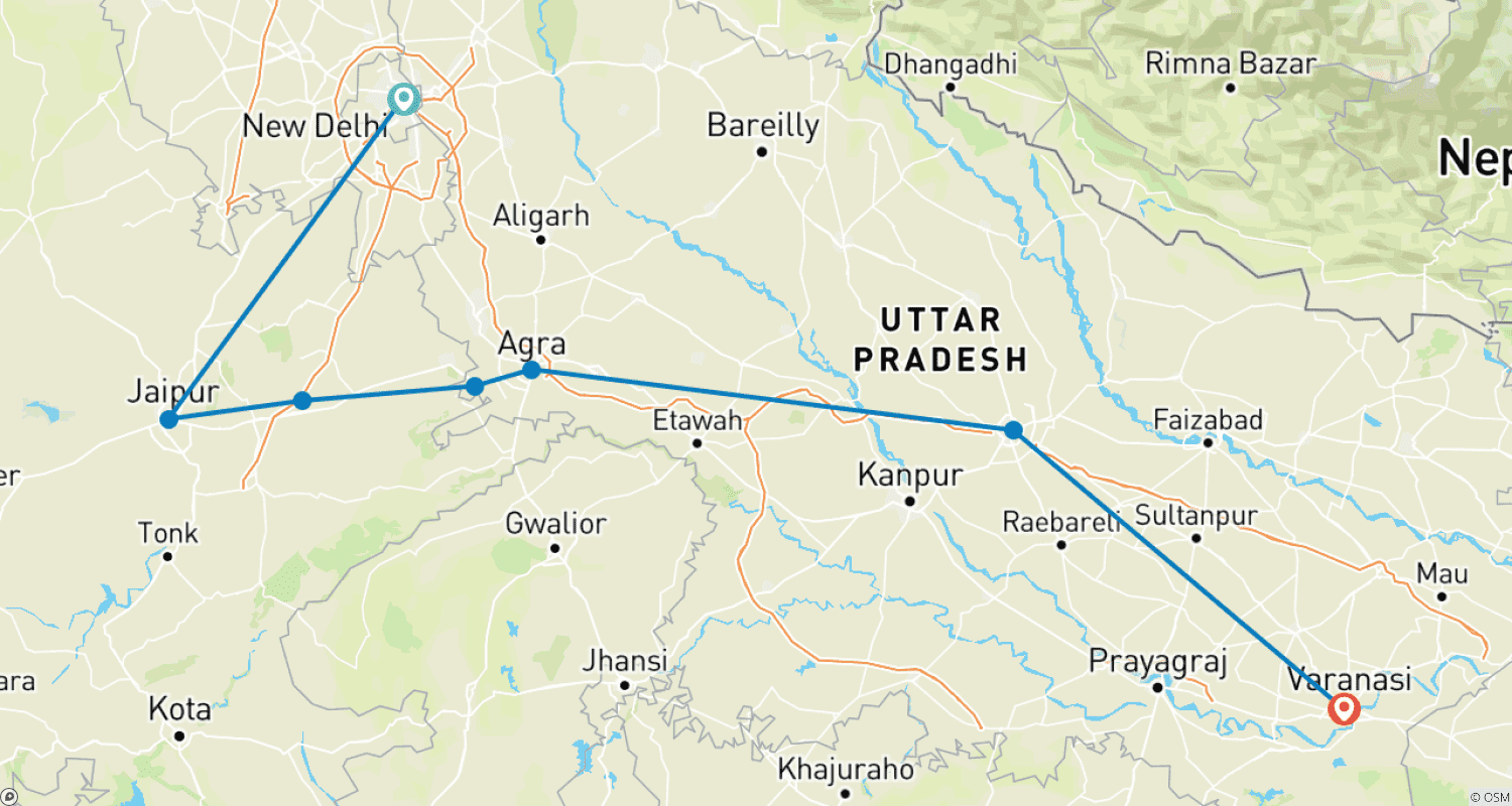 خريطة مسار North India Food Adventure Tour [10 Days ]