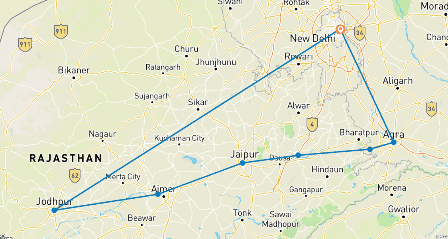 خريطة مسار Rajasthan Food Adventure Tour [8 Days]