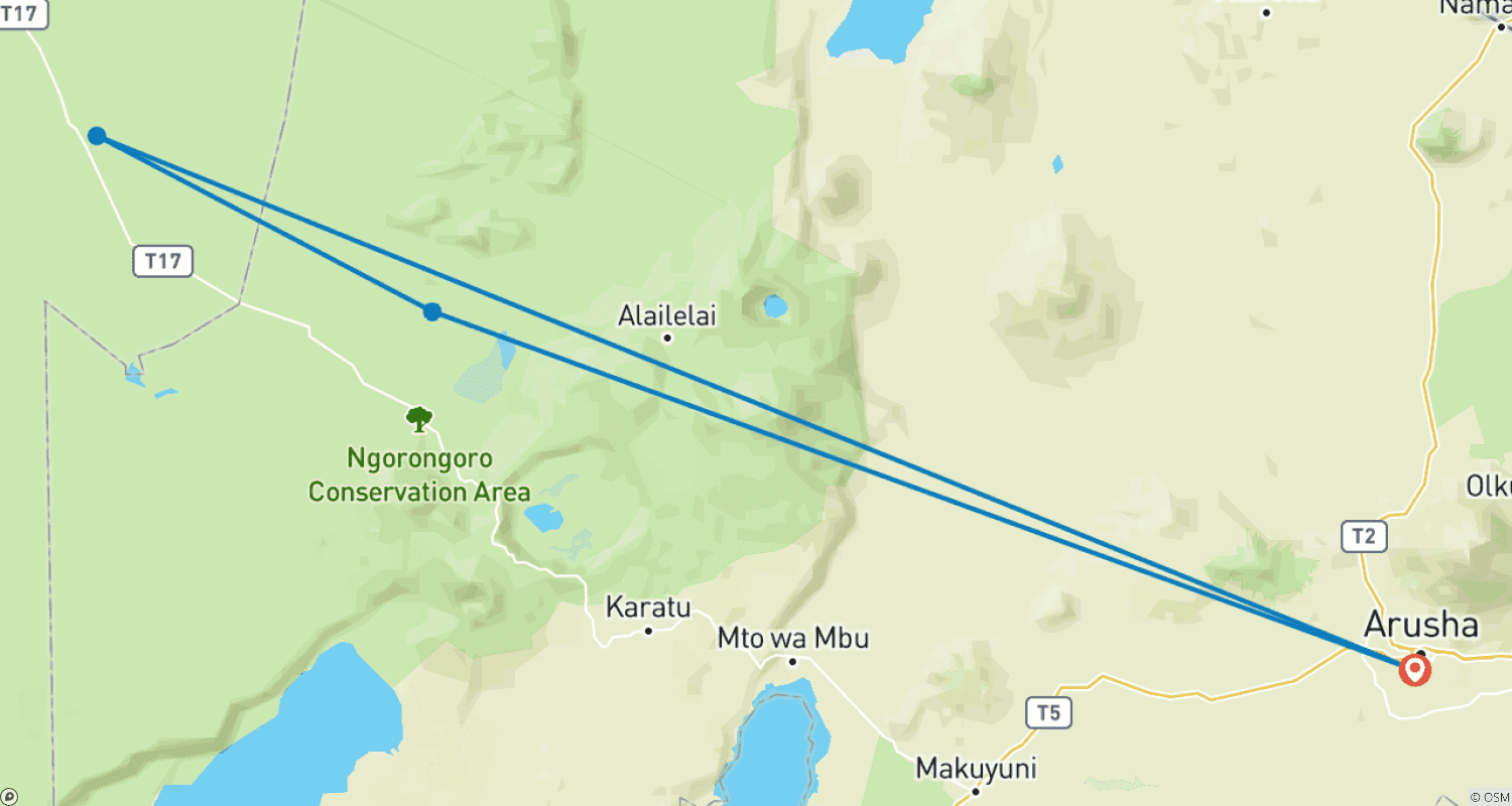 Mapa trasy: 5 Days Migration Special Safari