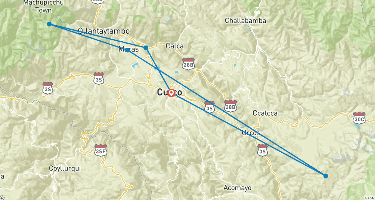 Mapa do percurso de 6 Days in Peru: Cusco, Machu Picchu, Maras & Rainbow Mountain