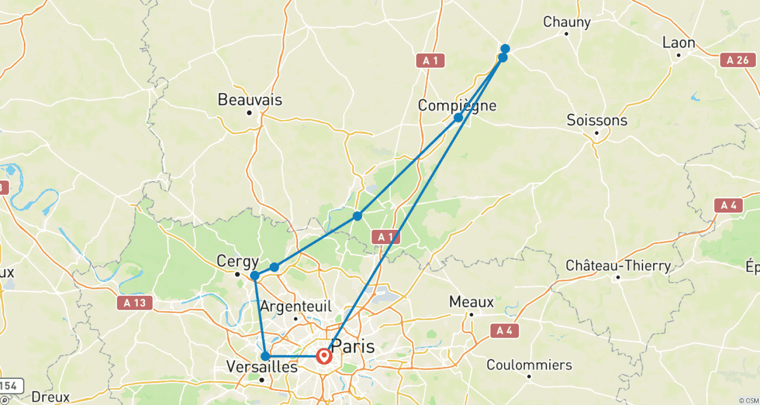 Mapa do percurso de Historic Residences, Local Cuisine, and Hidden Gems in the Oise Valley (port-to-port cruise) (10 destinations)