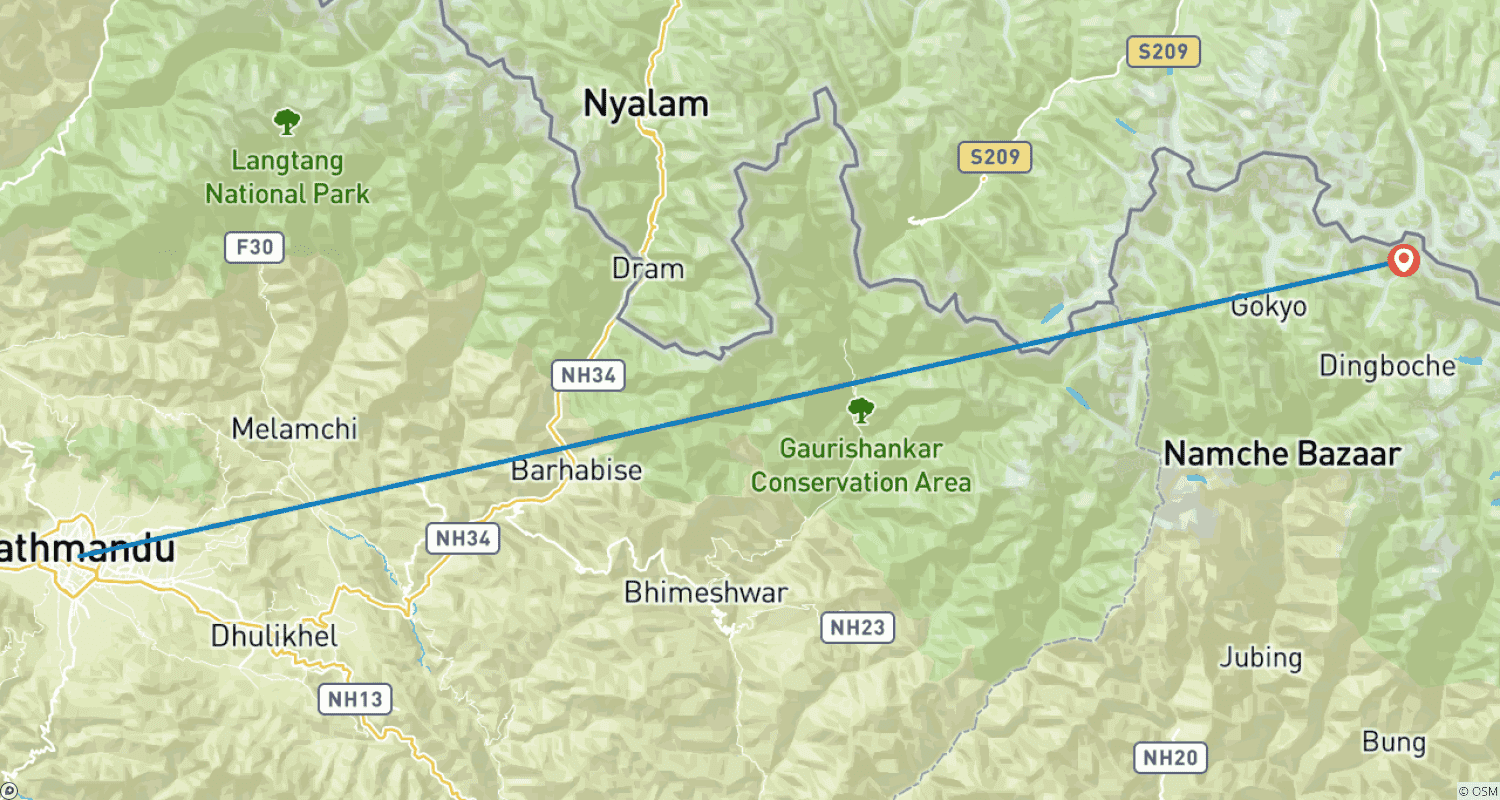 Mapa do percurso de Passeio de Helicóptero ao Everest com Pouso em Kalapatthar (5644 m)