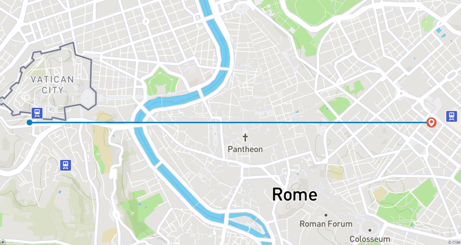 Mapa do percurso de Descobrindo Roma