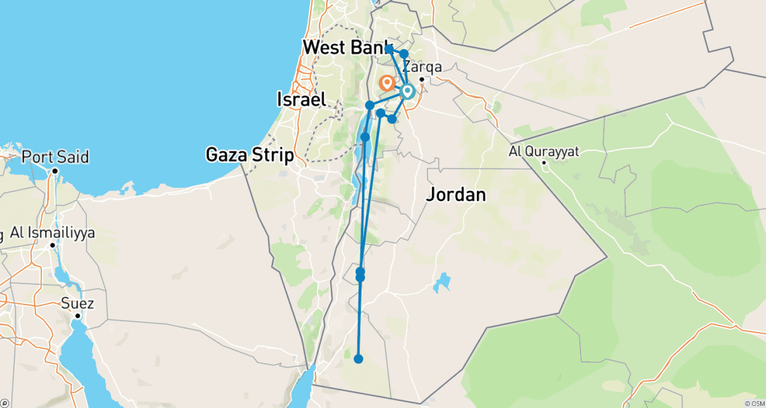 08 days Authentic Jordan Group Experience – Daily Departuresのルートマップ