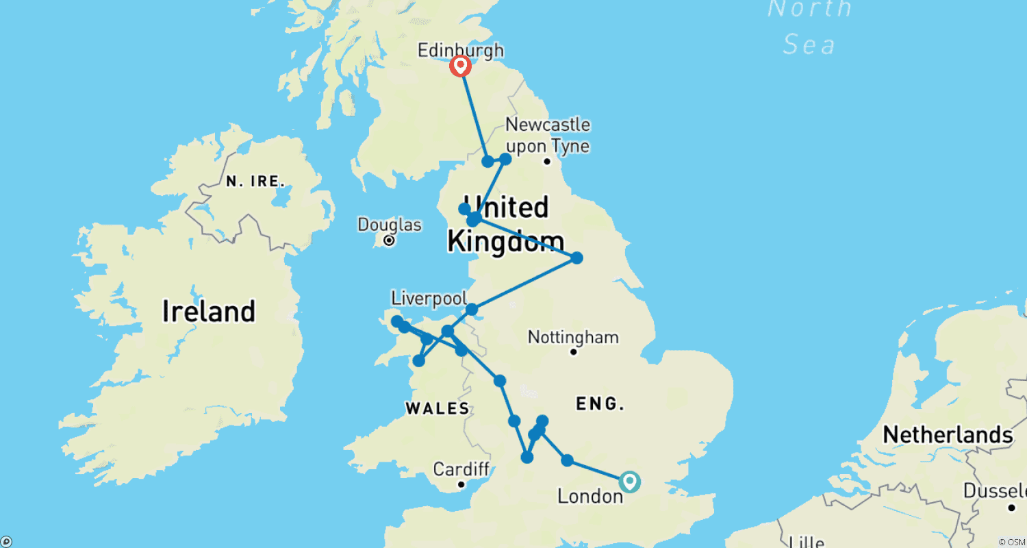 Highlights of Britainのルートマップ