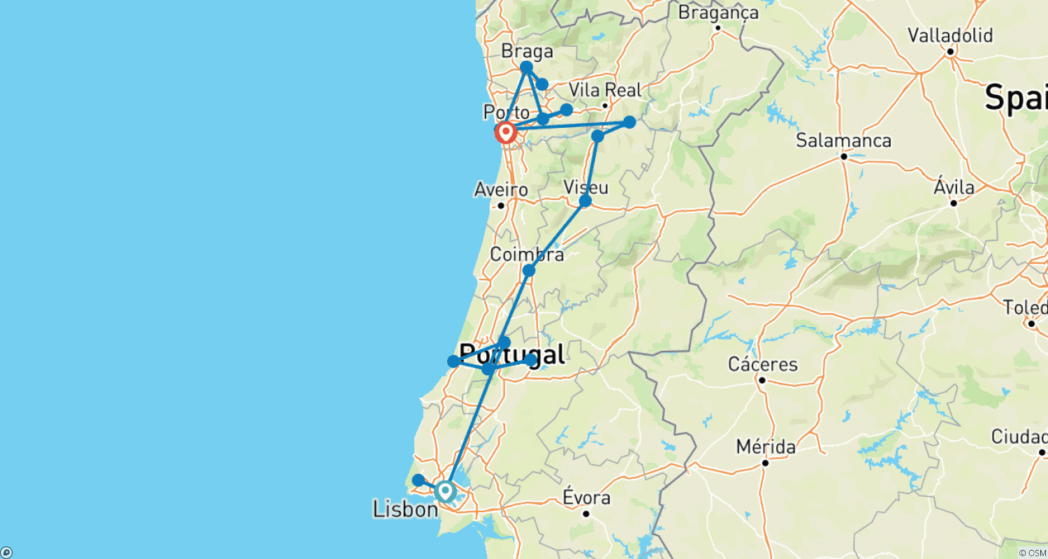 Mapa do percurso de Descubra Portugal