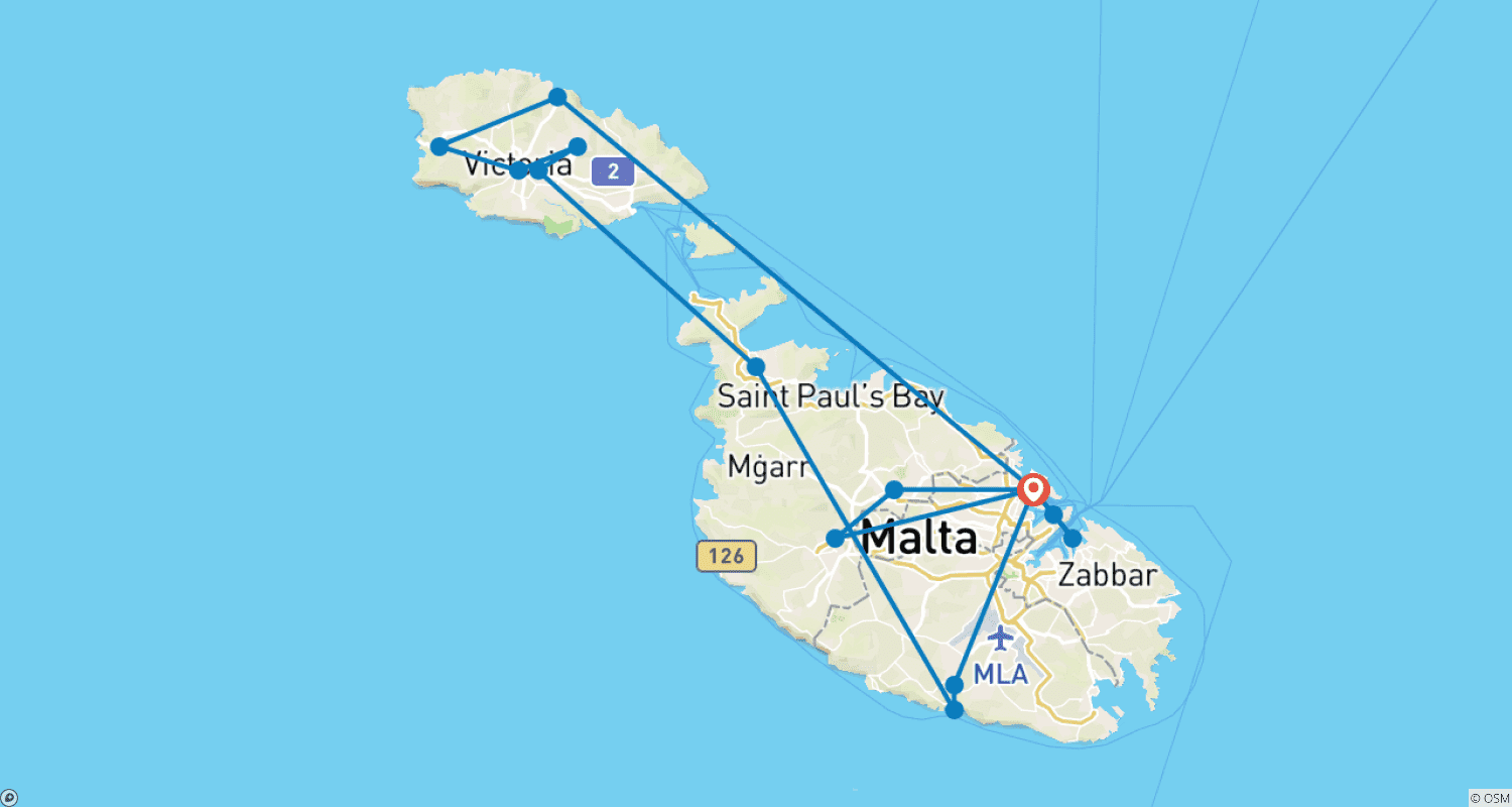 Mapa trasy: Malta Highlights