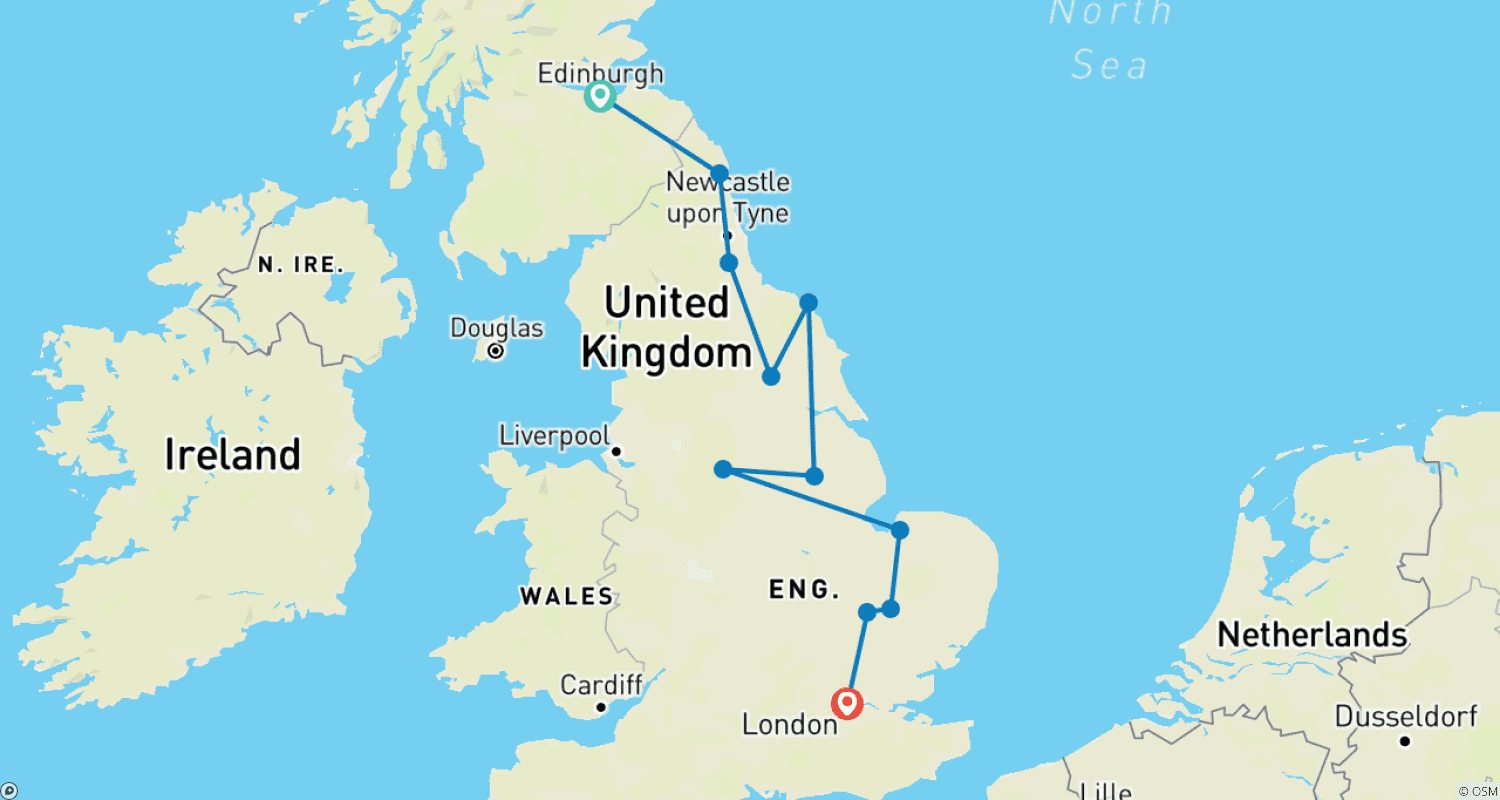 Mapa do percurso de Encantadora Inglaterra Oriental
