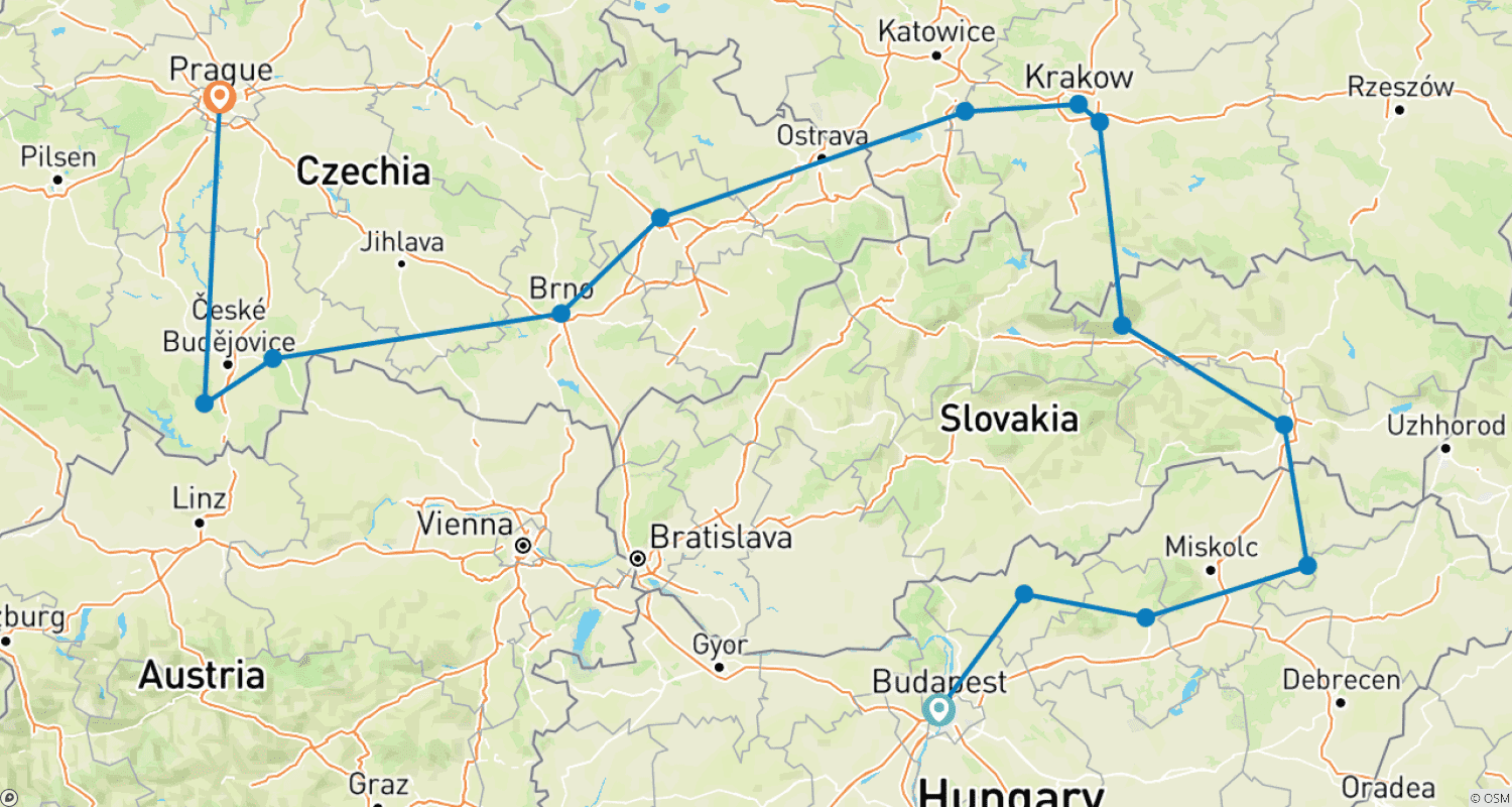 Mapa trasy: Odkryj Europę Wschodnią
