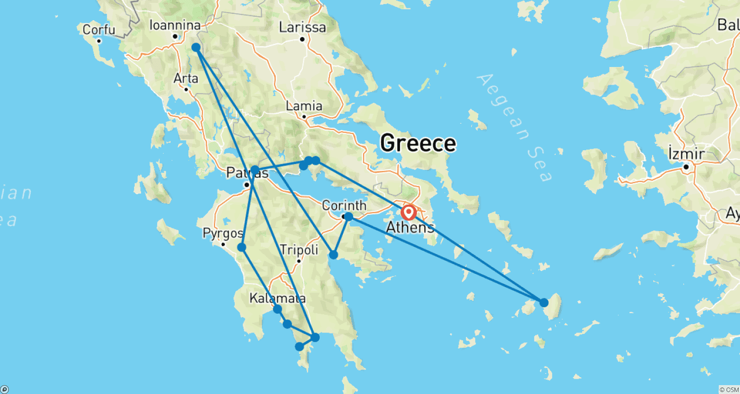 Mapa do percurso de Greece: Legends and Landscapes