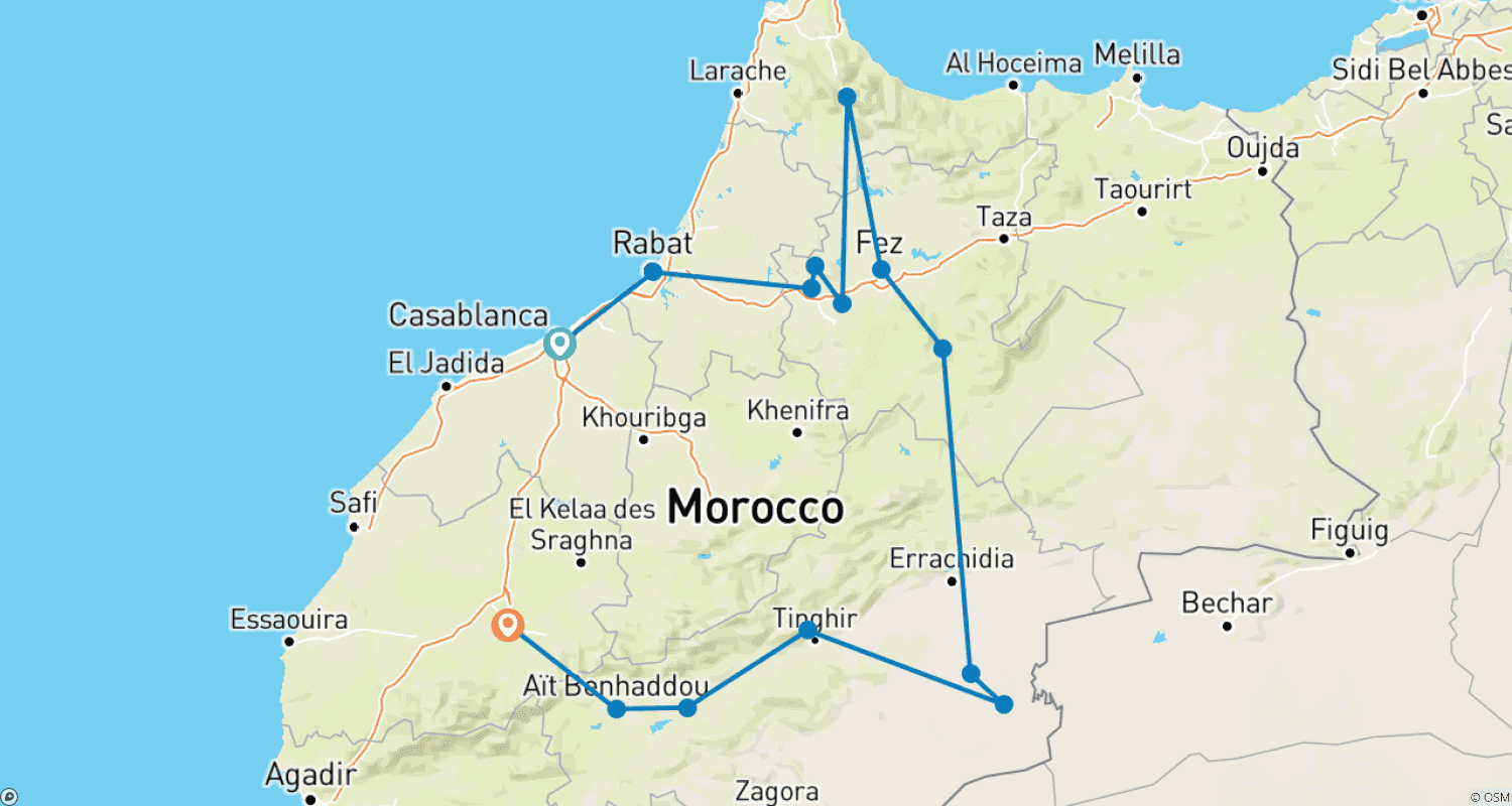 Mapa trasy: Majestatyczne Maroko