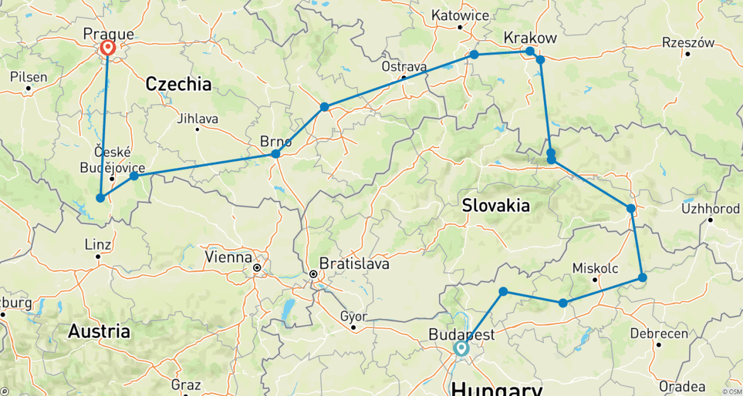 خريطة مسار Explore Eastern Europe