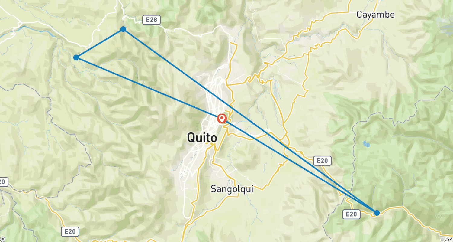 Mapa trasy: Przygoda w Andach i Lesie Mglistym Ekwadoru w 3 Dni