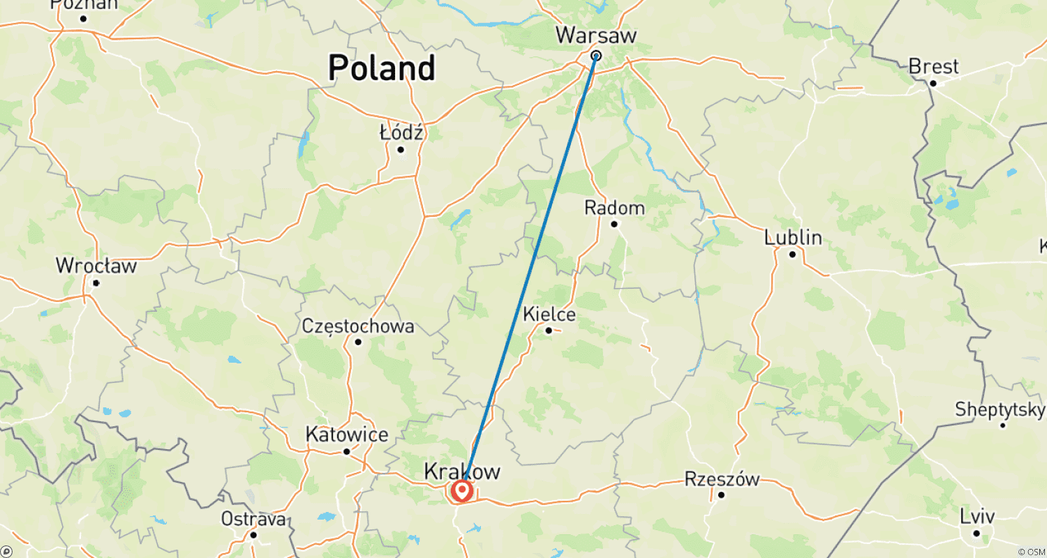Mapa do percurso de Warsaw & Krakow New Year Getaway - 5 days