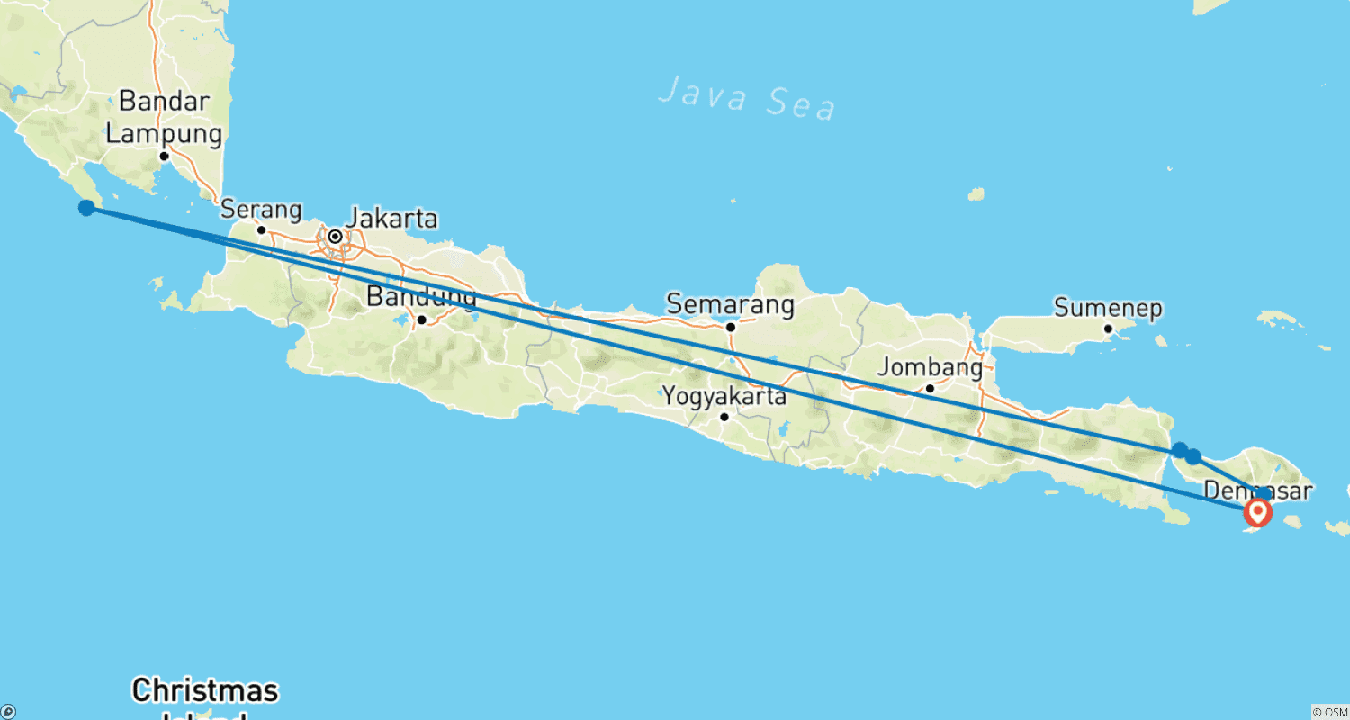 Mapa do percurso de Discover Sacred Spirit of Bali in 10 Days