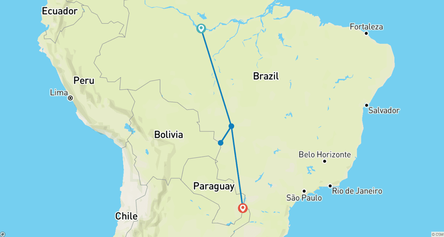Mapa do percurso de Brazil's natural paradises