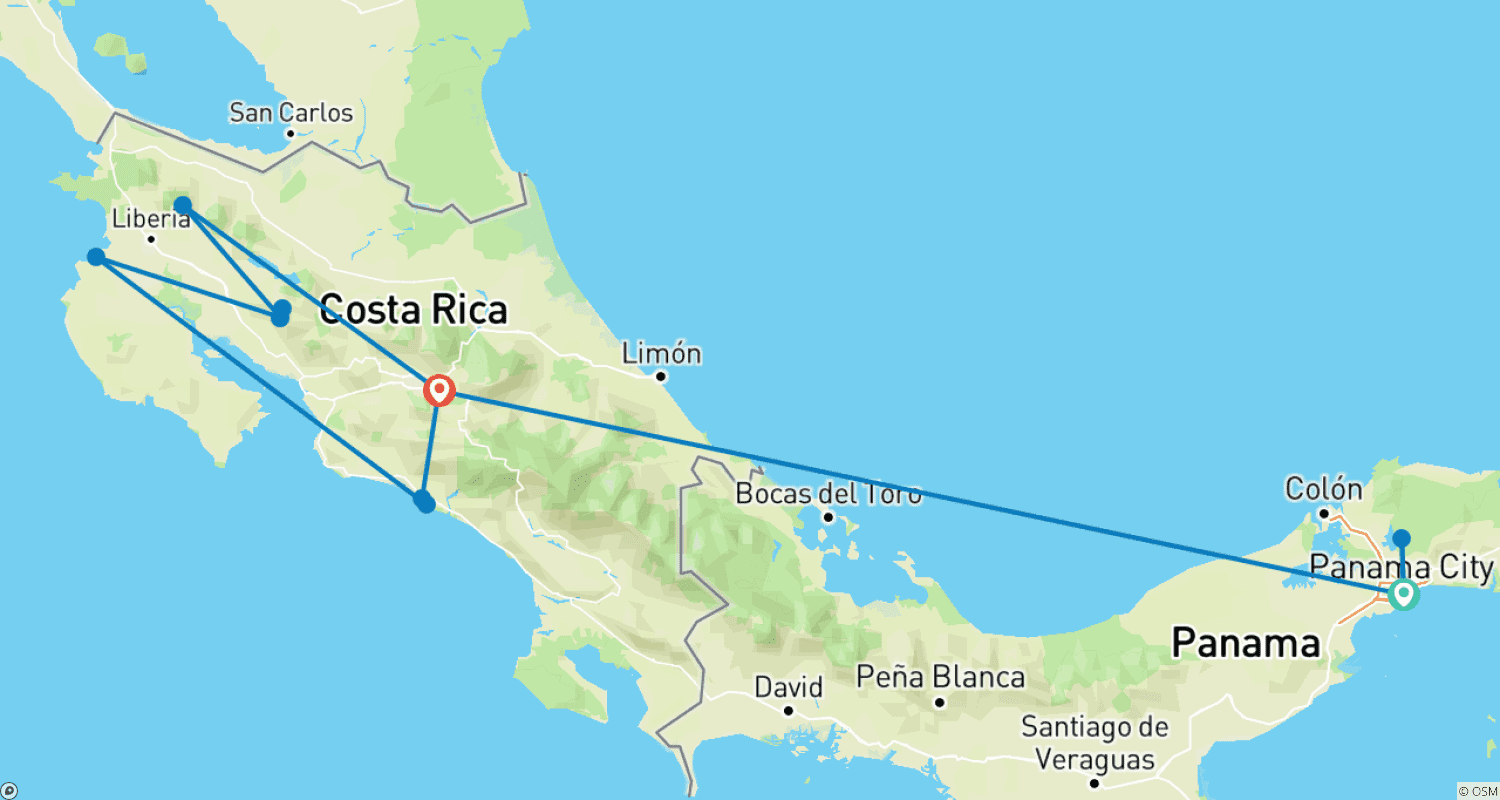 Mapa do percurso de Entre os oceanos