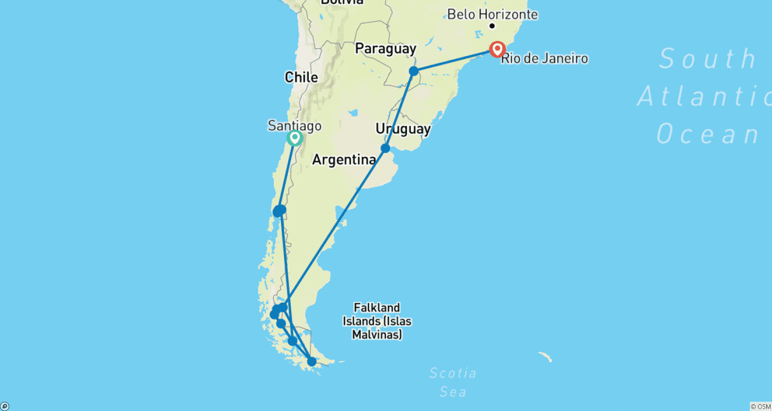 Mapa trasy: Od wielkich wód po koniec świata