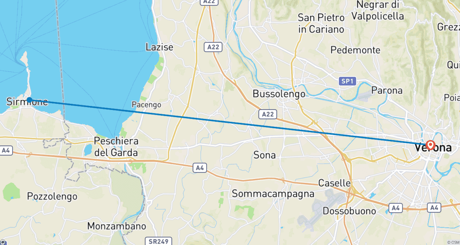 Mapa do percurso de Discovering Verona
