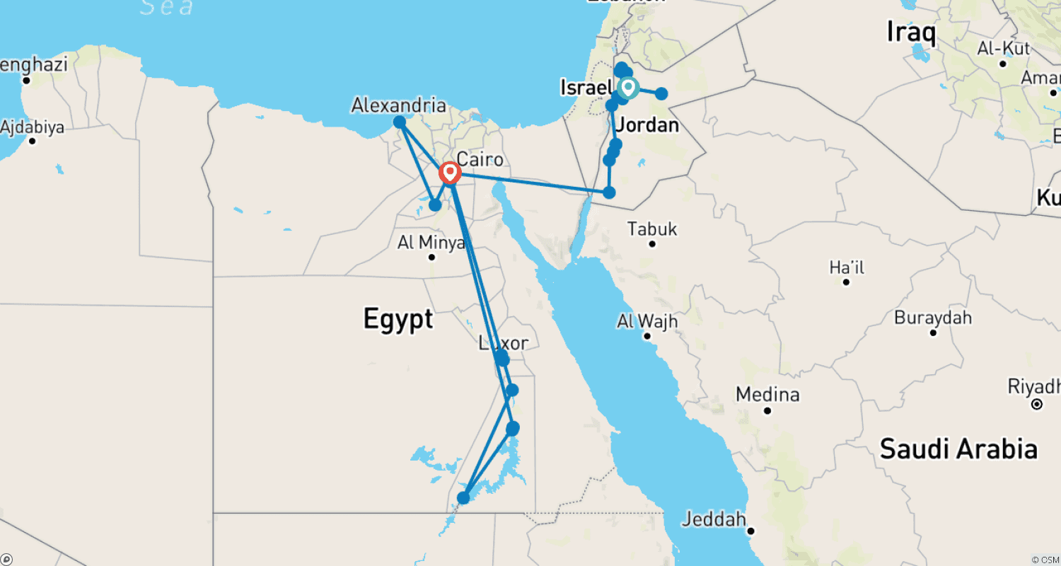 خريطة مسار كنوز الأنباط والنوبيين