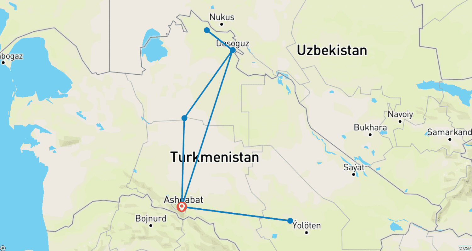 Mapa do percurso de The Whimsical Turkmen Trail