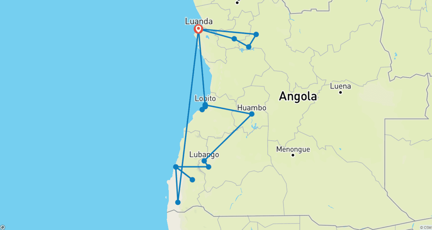 Mapa trasy: Muxima - Serce Angoli