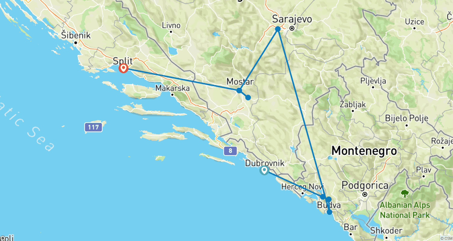 Mapa do percurso de Best of the Balkans