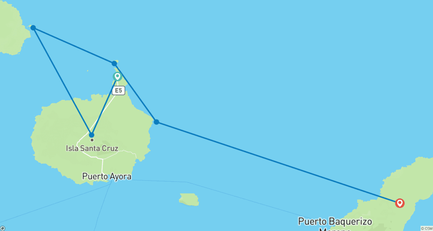 خريطة مسار Treasure Of Galapagos First Class Catamaran 5 Days
