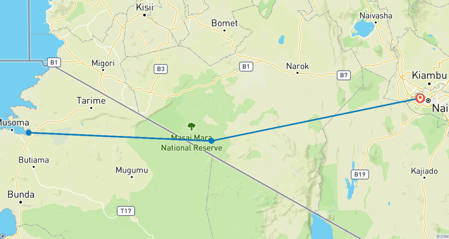 Mapa do percurso de A Experiência de Safari Definitiva no Acampamento de Luxo The Spirit Of The Mara - Maasai Mara