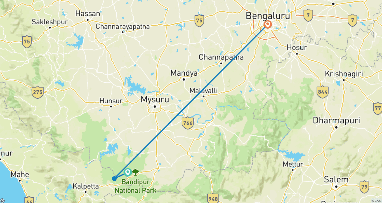 خريطة مسار 5 Days of Bandipur National Park with Wayanad( ALL INCLUSIVE)