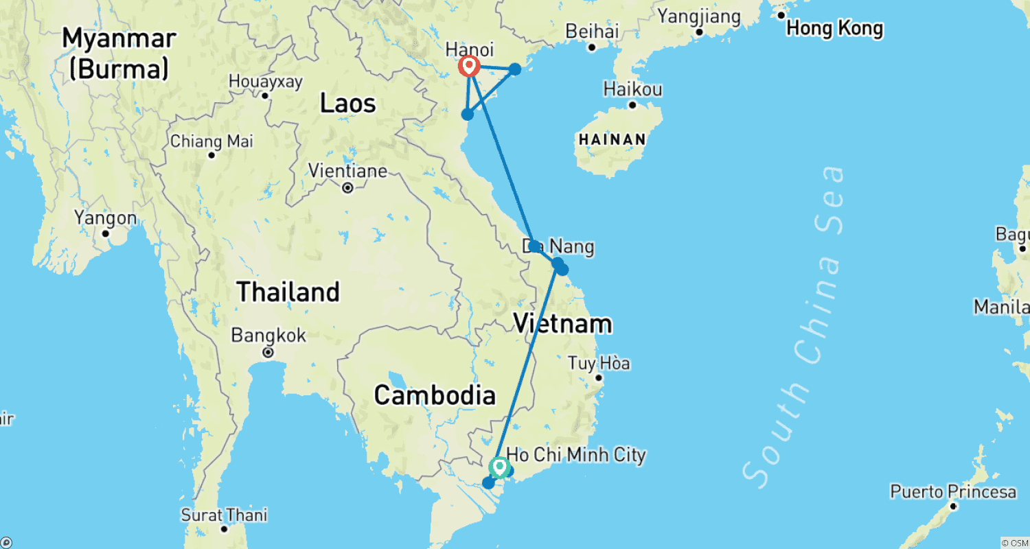 Mapa trasy: Najlepsze z Wietnamu z Pu Luong