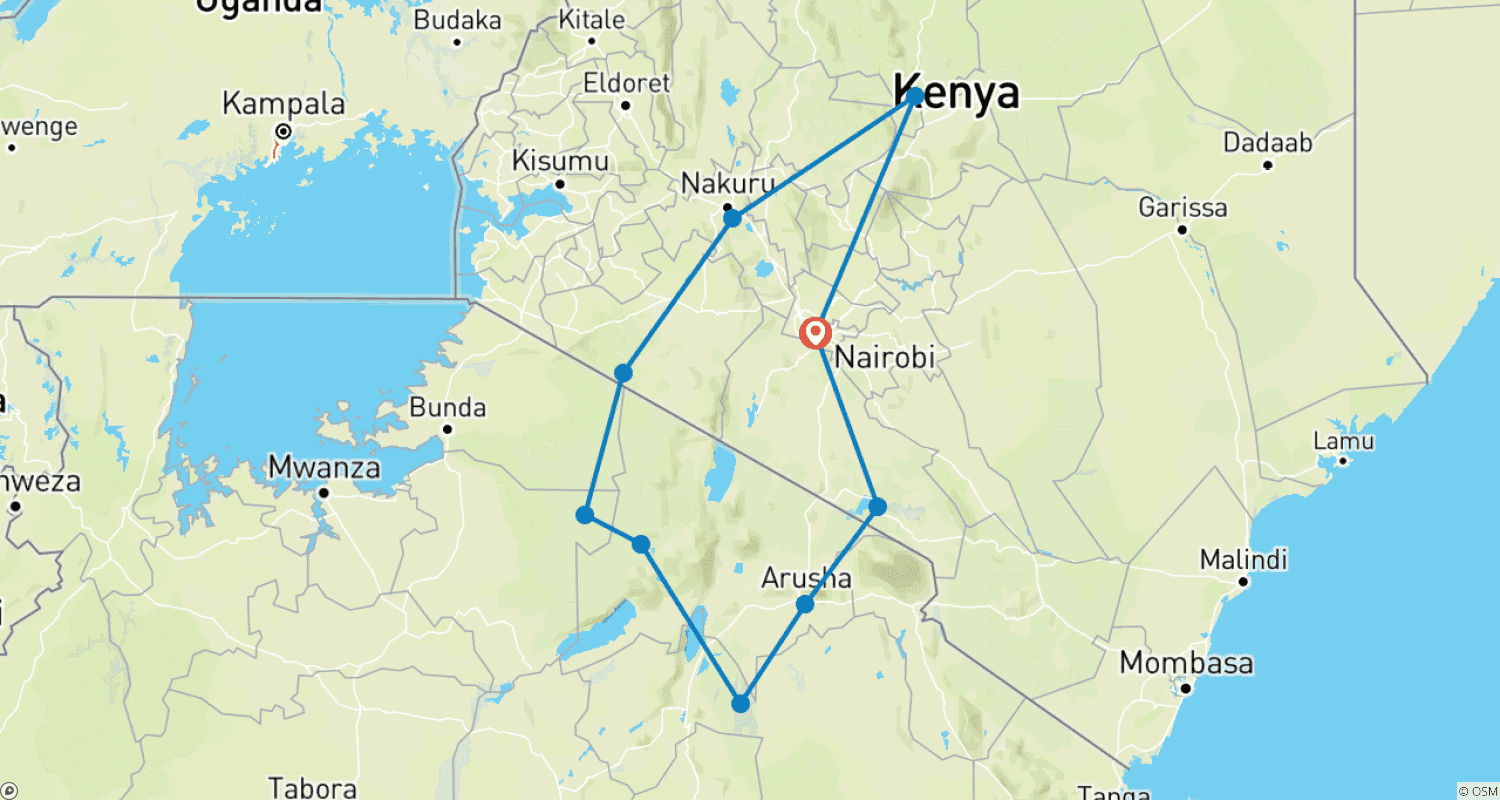 خريطة مسار Take Me Around East Africa