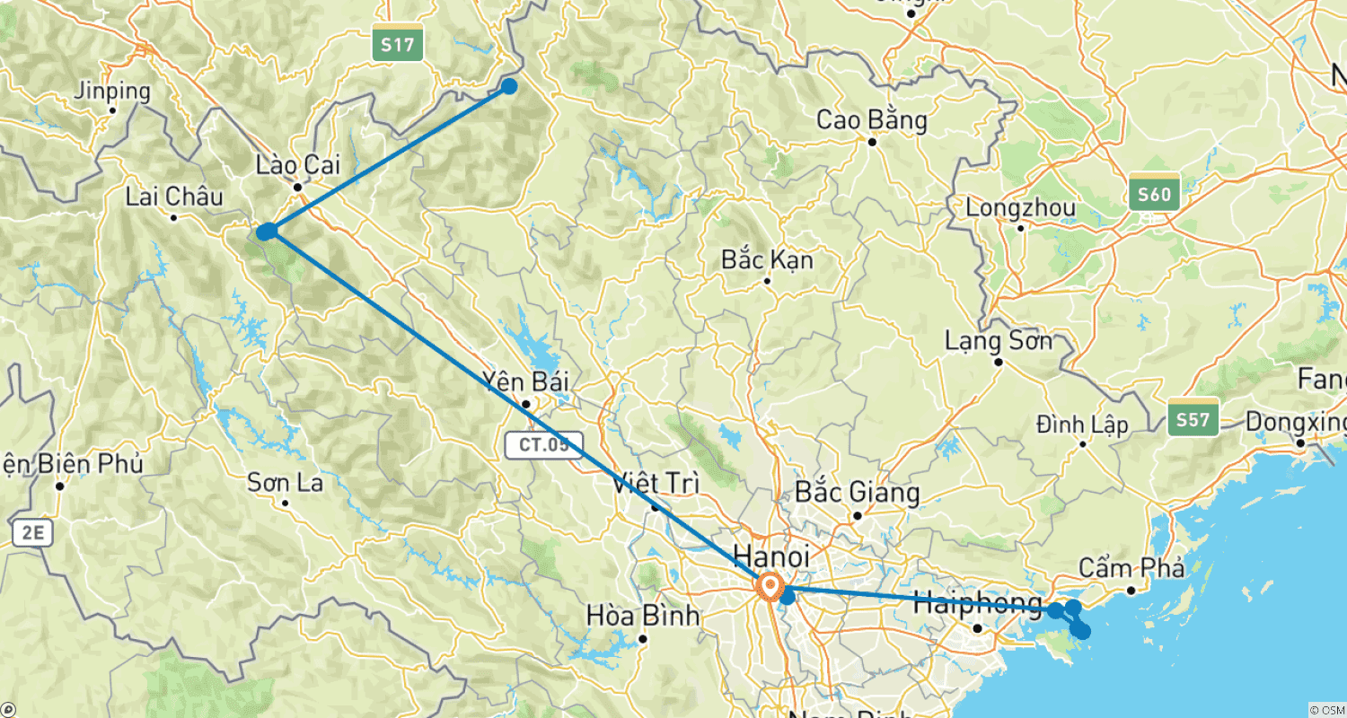 Mapa trasy: Esencja Północnego Wietnamu: Plan podróży 7 dni/6 nocy