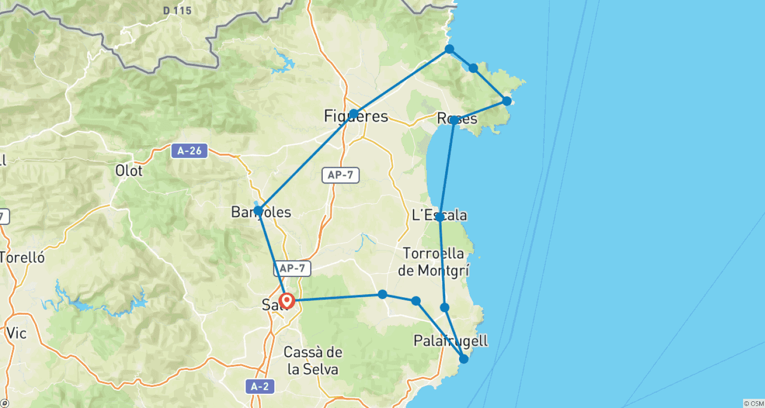 Mapa do percurso de Costa Brava Gravel Self-Guided
