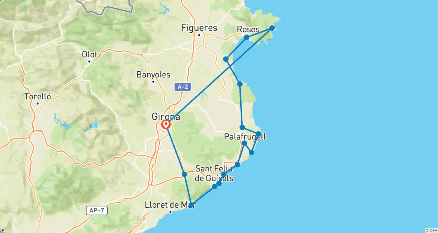 Mapa trasy: Costa Brava Road Self-Guided