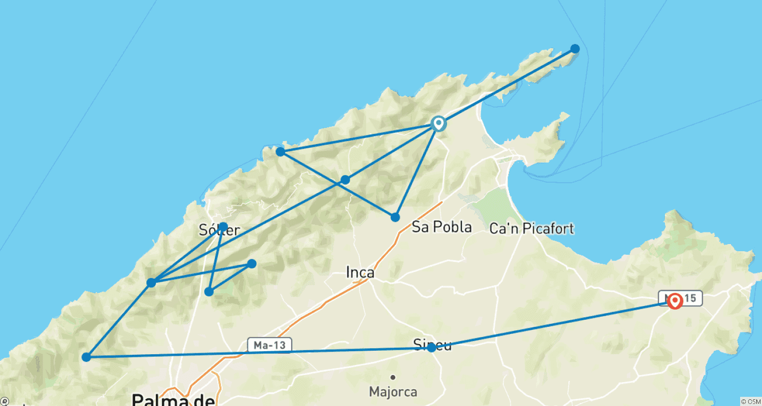Mapa trasy: Wycieczka po Majorce