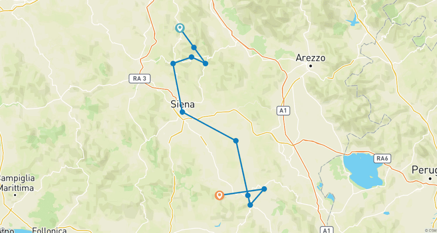 Mapa trasy: Wycieczka po Toskanii