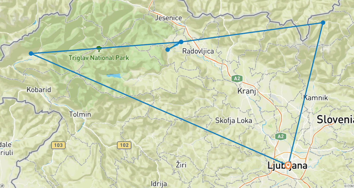 خريطة مسار Tour of Slovenia (7 destinations)