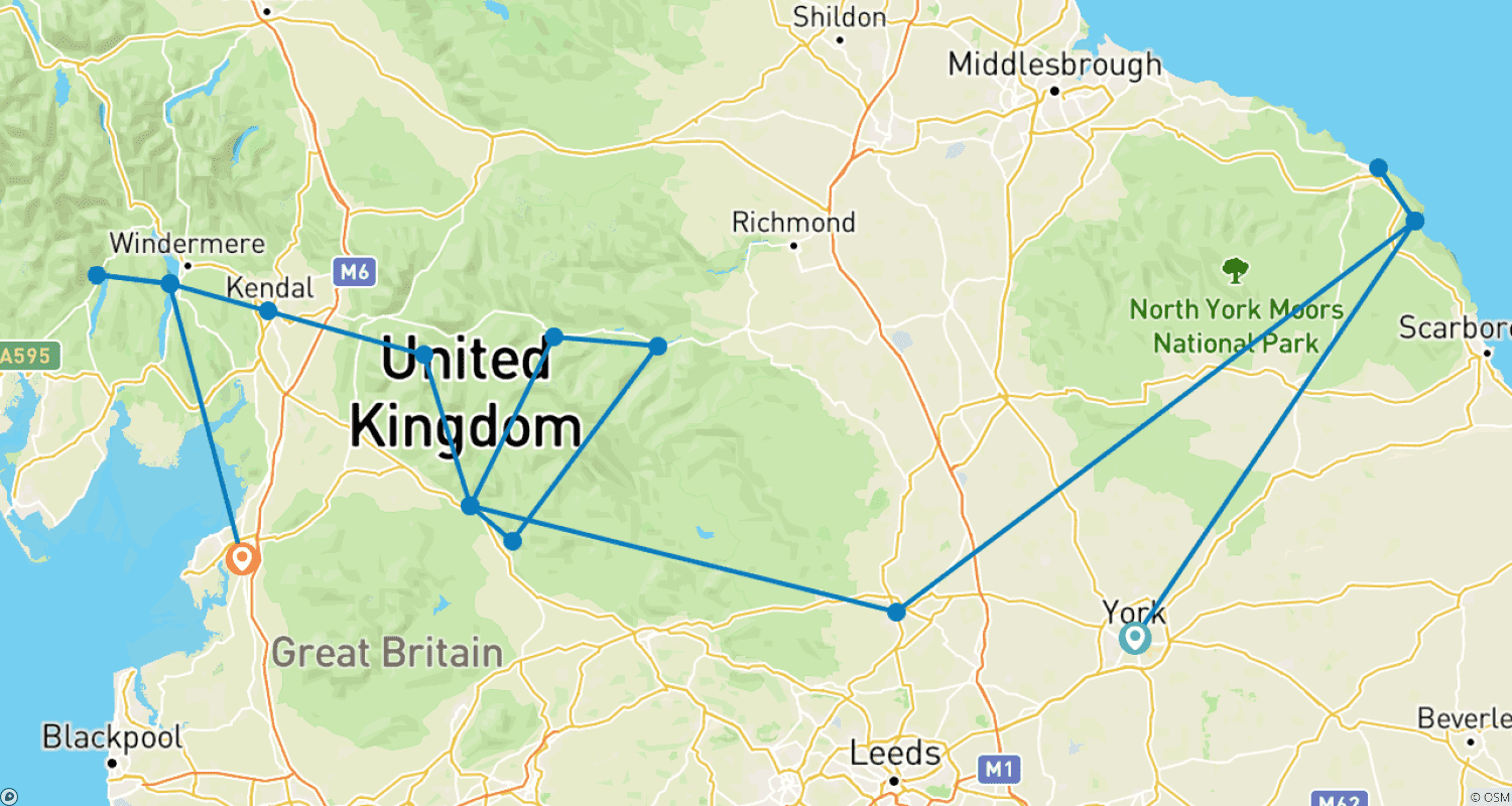 خريطة مسار Tour of Yorkshire