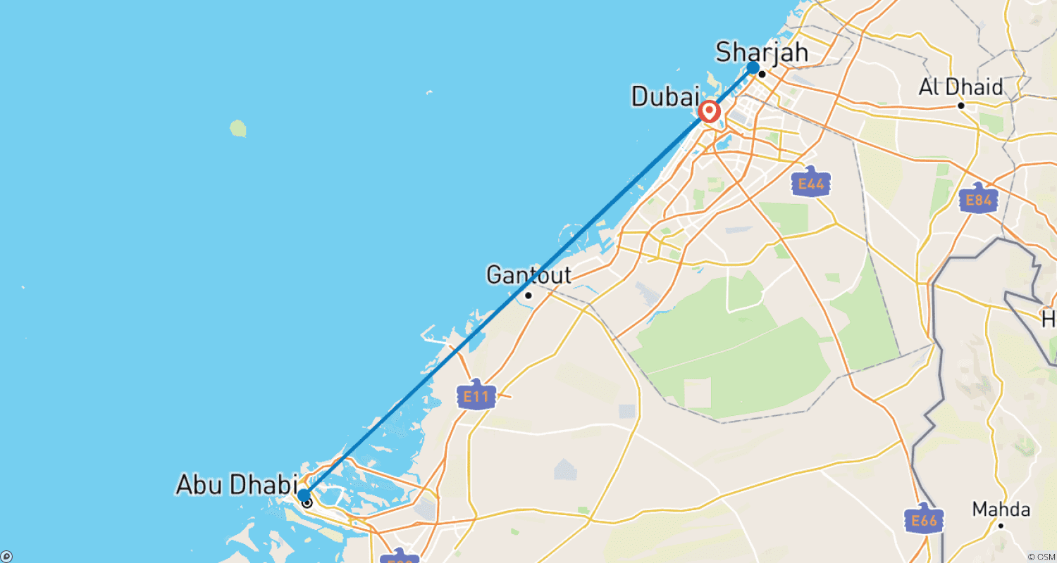 Mapa trasy: Dubai Ultimate City Package in 3, 4 or 5* Hotels