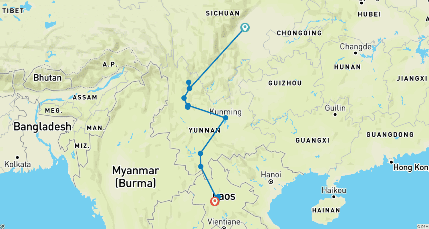 خريطة مسار From China to Laos: Exploring the Ancient Tea Horse Road