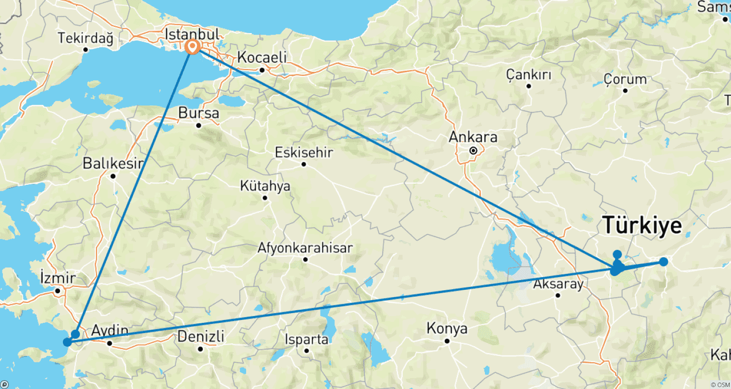 Mapa trasy: Tureckie cuda: 7-dniowa podróż odkrywcza