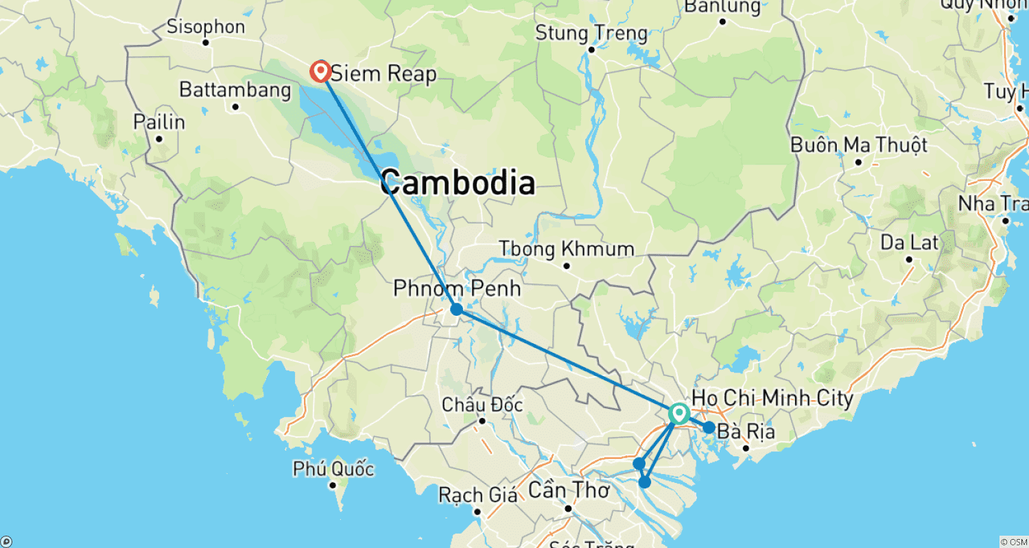 خريطة مسار South Vietnam & Cambodia - 8 Days