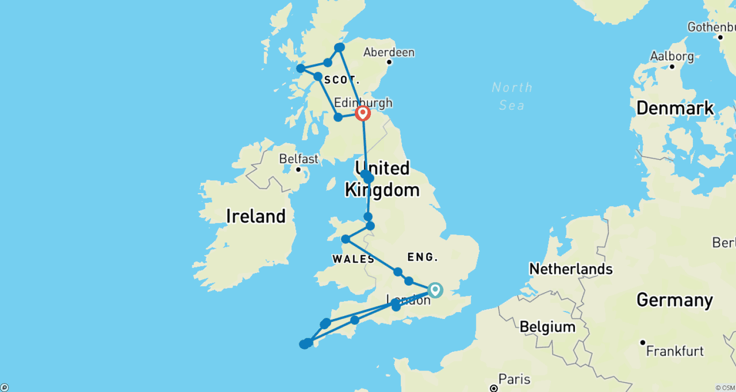 Mapa do percurso de Best of the United Kingdom