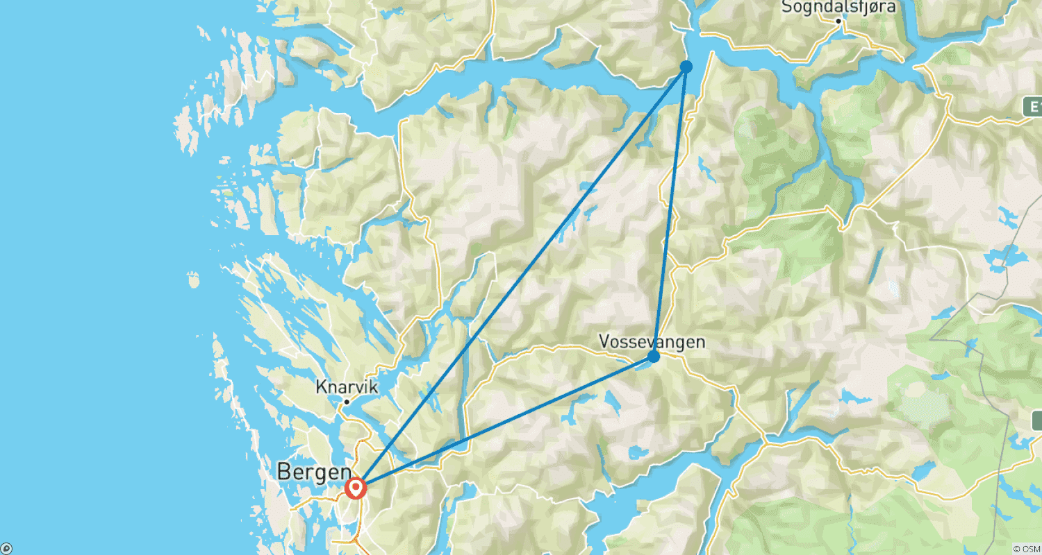 Mapa do percurso de Tour de Mountain Bike de Aventura Épica em Singletrack de 7 Dias na Noruega