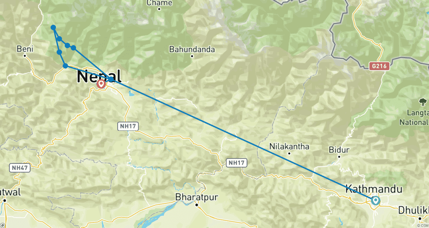خريطة مسار Khopra Danda Trekking For 11 Days