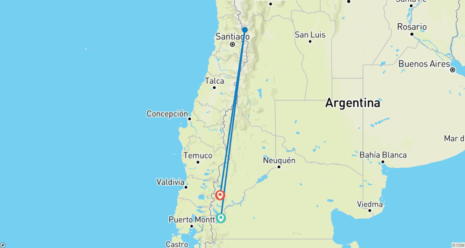 Mapa do percurso de Lakes of Patagonia